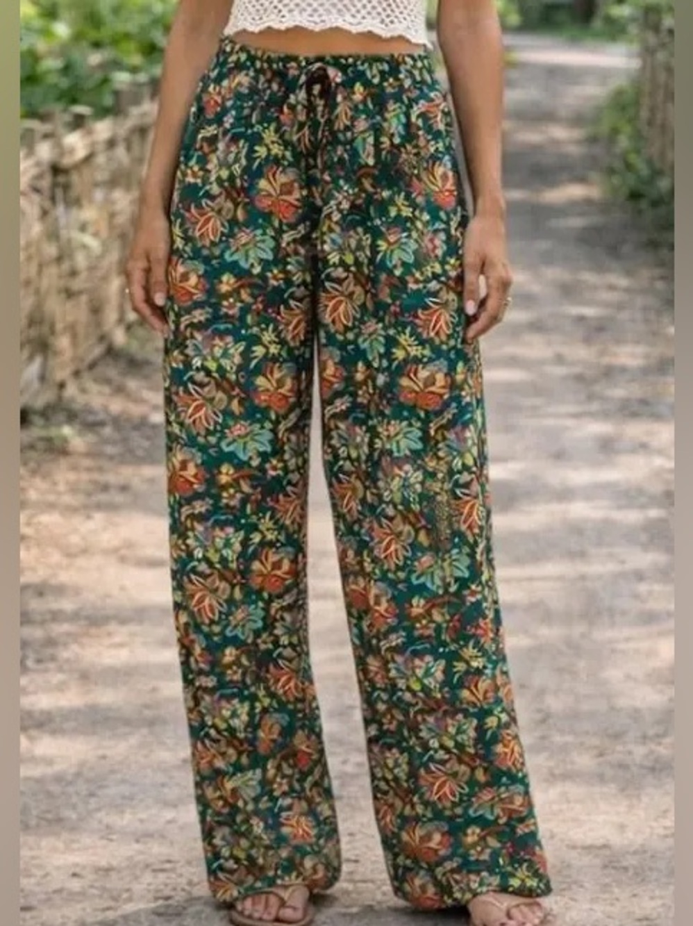 Sundance Riya Coastal Floral Sheer Flowy Harem Boho with Pockets